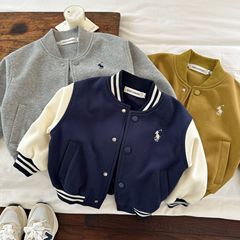 兒童外套2023秋季新品織里男女童裝寶寶拼色棒球服寶寶刺繡夾克潮