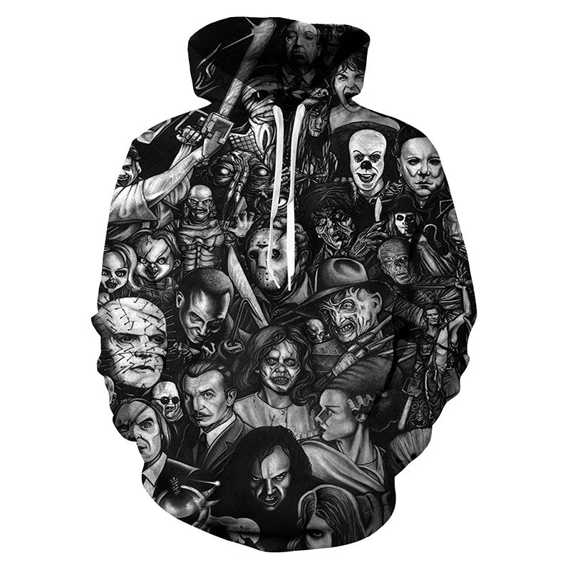 Foreign Trade Halloween Horror Killer Series 3D Digital Printed Sweatshirt Cosplay Hoodie Men's Sweatshirt