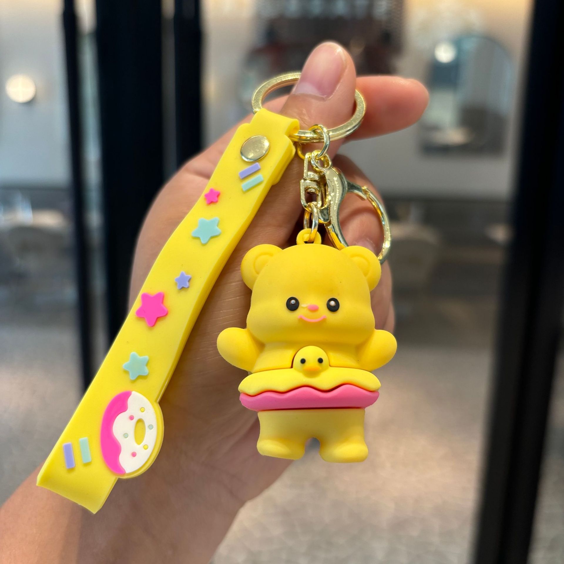 Mantequilla osos colgantes de llaves de PVC princesa accesorios de llaves mochilas bolsas agarradoras parejas pequeños regalos