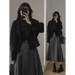フレンチヘップバーンスタイルの女性用ショートウールショートコート2025年秋冬新作小柄なウールコート