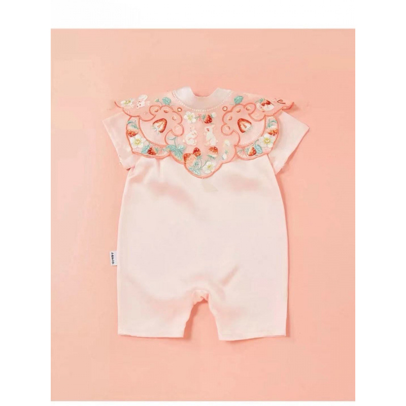 중국 여름 얇은  보름달 1 백 일 오래 된 잡아 주 원피스 핑크 GUOFENG 스타일