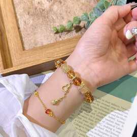 新款暴富招财双葫芦水晶手链女轻奢小众设计感手饰送女友礼物批发