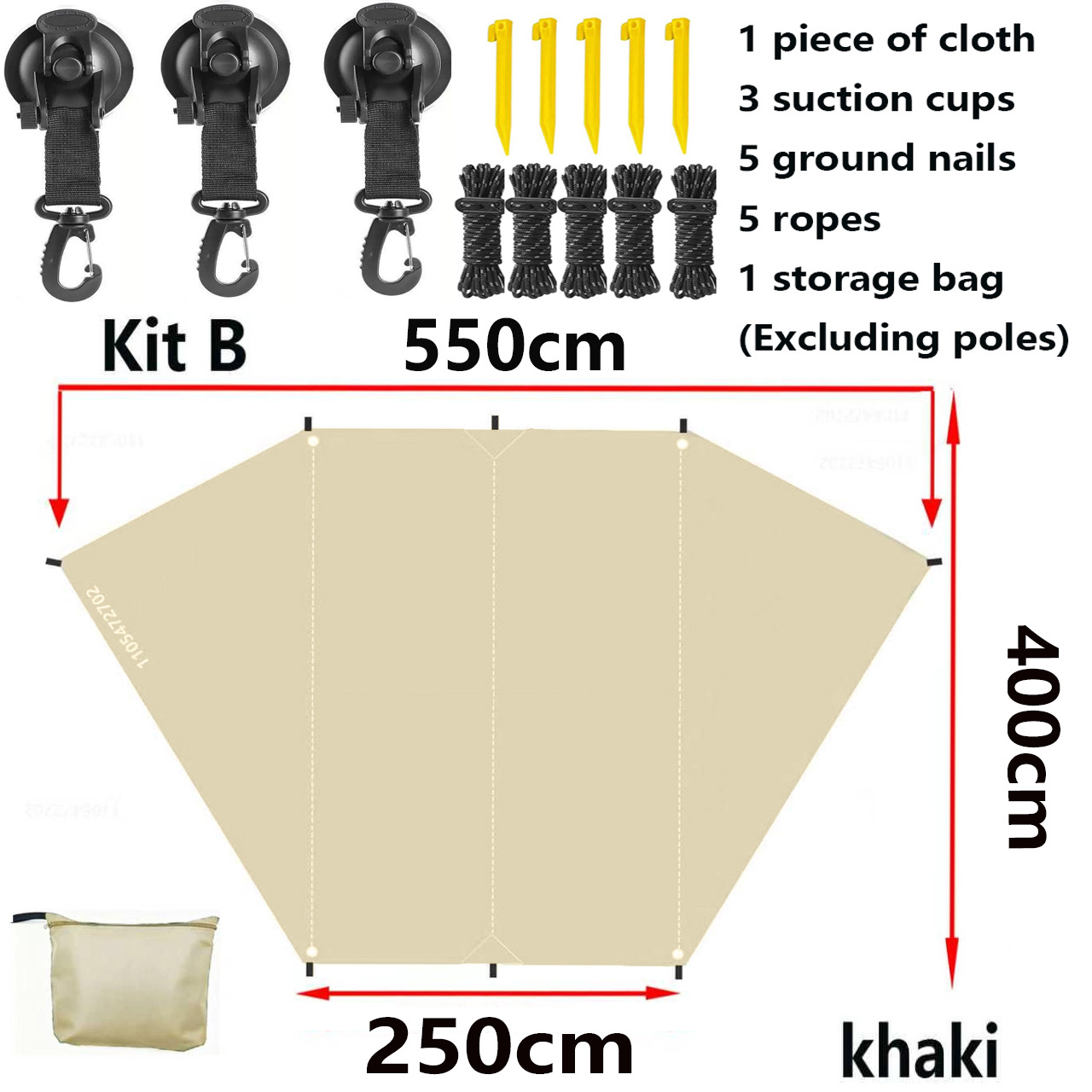 Bat-shaped car side tent, silver-coated canopy, outdoor camping rain shelter, sunshade for SUV