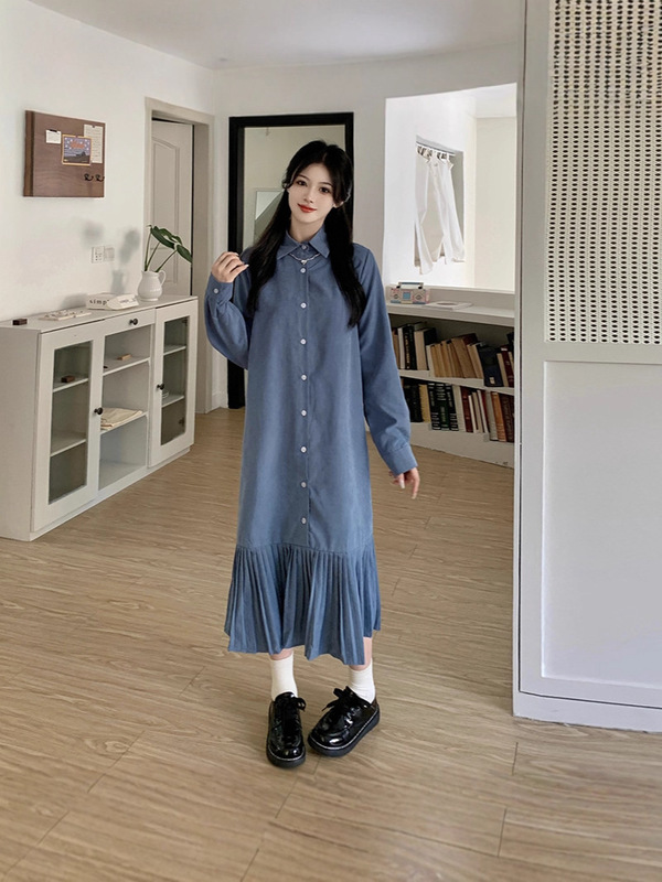 2025年秋季新款大码女装连衣裙套装胖mm时尚款秋冬装衬衫长裙背心|undefined