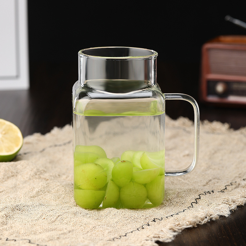 Vaso de vidrio de paja ins ventilador de alta borosilicona para el hogar con marca de taza de agua de gran capacidad de oficina con taza de tapa