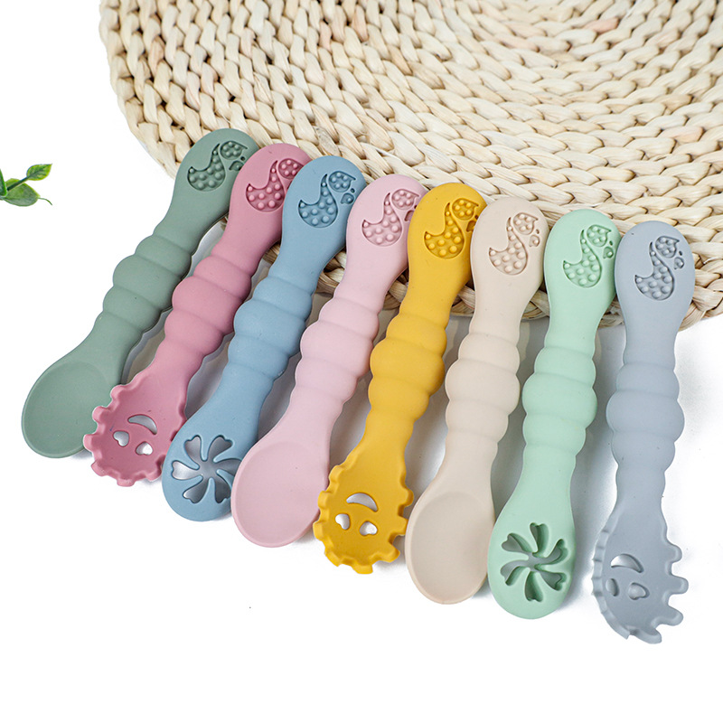 Hot-Selling Silicone Spoon in Stock, Food-Grade Eating Soft Food Supplement Spoon, Newborn Feeding Fruit Puree Rice Cereal Children's Spoon