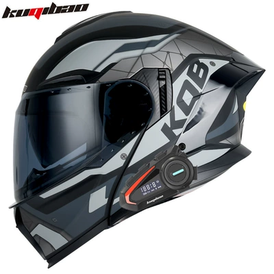 3C Certified Full-Face Helmet, Motosiklet kaskı (dəbilqə) - matt-black-guard-gray-flower-with-k20-bluetooth-black-film-m
