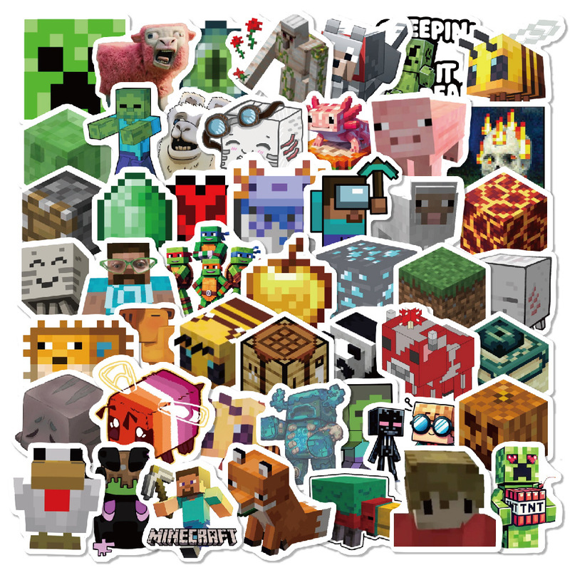 100 My World Cartoon Graffiti Stickers Cross-border Decorative Car Water Cup Flat Luggage Stickers Wholesale