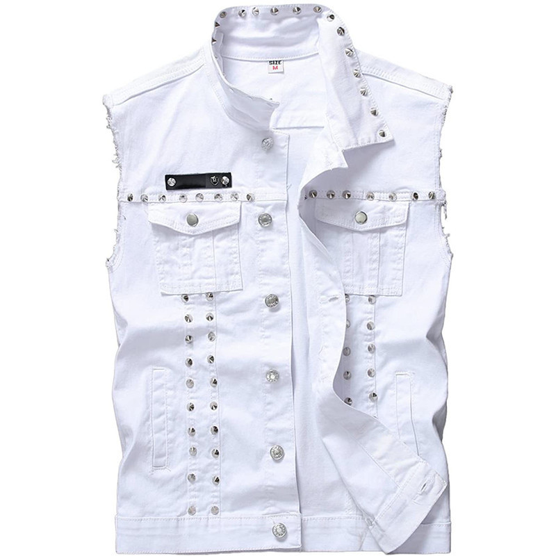 Men's Punk Performance Vest with Rivets, Large Size Biker Jacket, European and American Slim-Fit Waistcoat