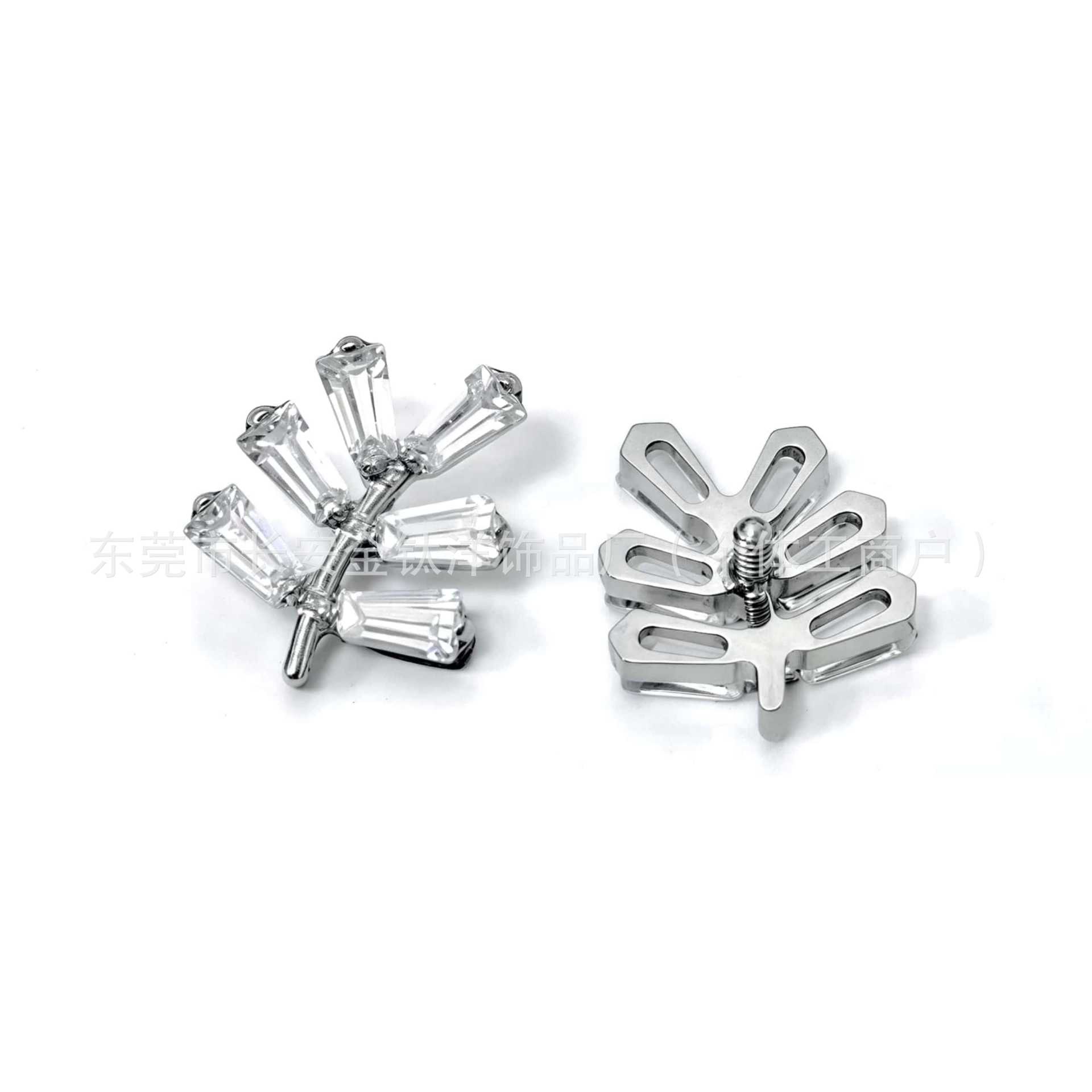 F136 Titanium Internal Thread Leaf Zircon Earrings Lip Nail Ear Bone Nail G23 Titanium Alloy Human Cartilage Piercing Jewelry detail image 7
