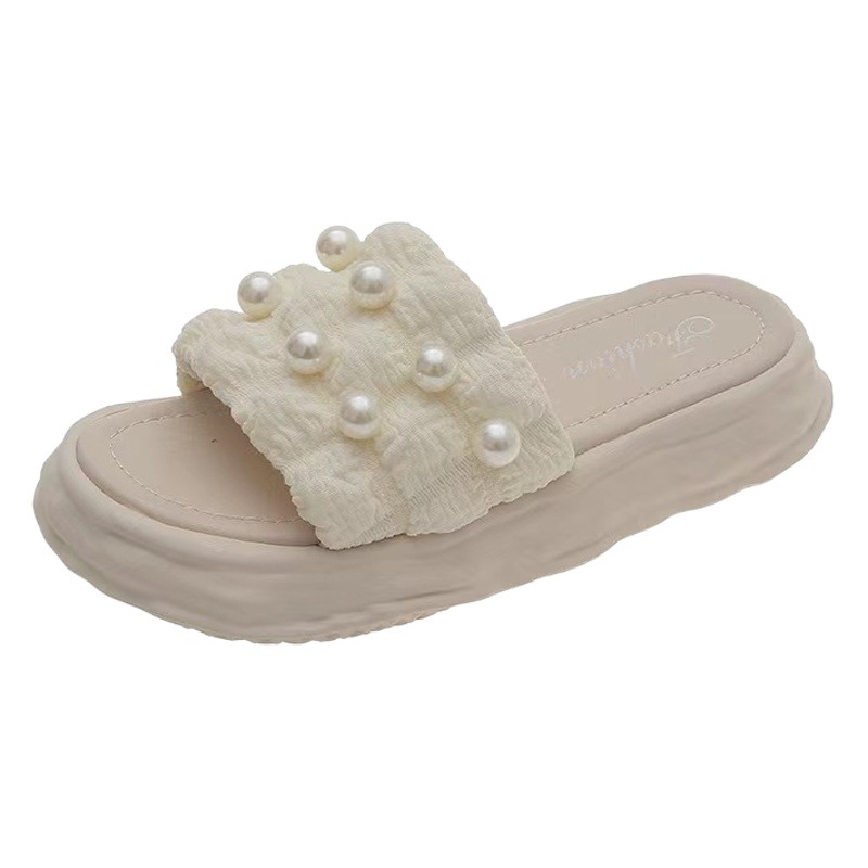 Nuevo estilo de hadas sandalias verano perla zapatos de mujer plataforma moda una palabra plataforma sandalias ventas directas de la fábrica