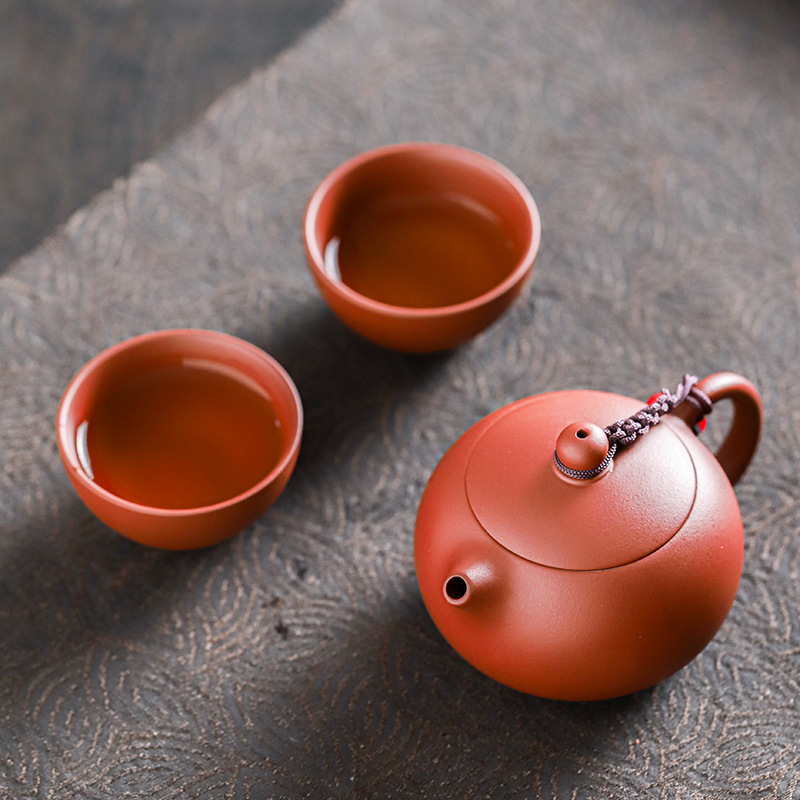 紫砂壶大红袍手工精品泡茶壶一壶两杯西施送礼功夫茶具迷你单人品