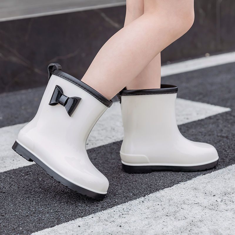 Children's Rain Boots Princess Girls Kindergarten Baby Non-Slip Rain Boots Water Shoes Kidsren's Velvet Water Boots Cute Bow