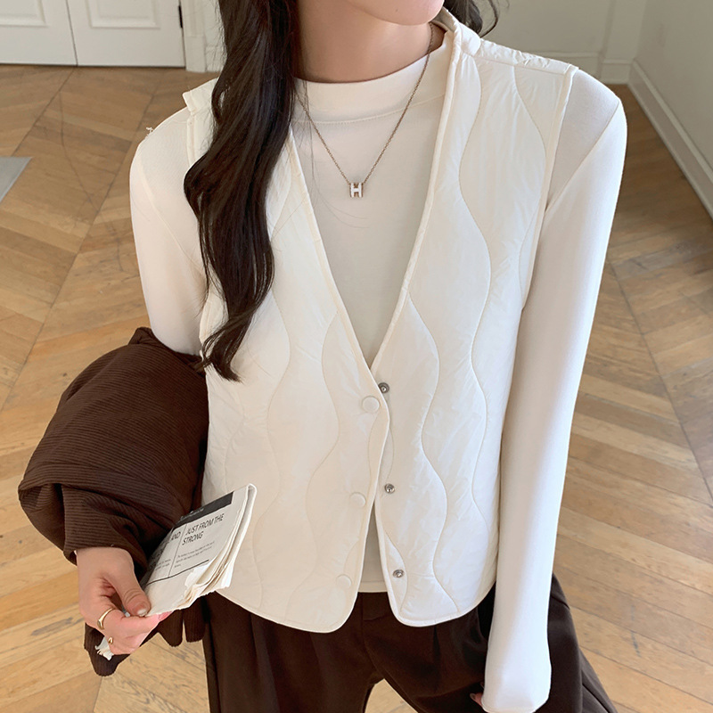 H127 Lightweight Wool Vest for Women, Fashionable Loose V-Neck Outerwear, Autumn and Winter Inner Vest Jacket, Women's Clothing
