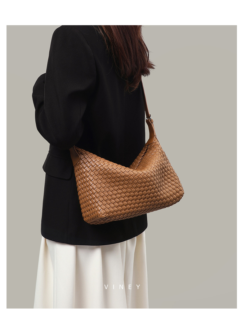Túi tote nữ cỡ lớn đeo chéo kiểu vintage handmade dệt — màu nâu, màu trắng ngà, màu tím hoa cà chi tiết 16
