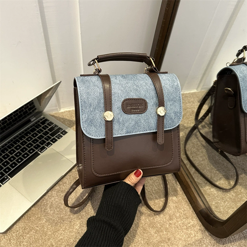 Retro Handheld Backpack — Compact Shoulder Travel Bag, 17.4×14.8×17.6 cm, Lightweight