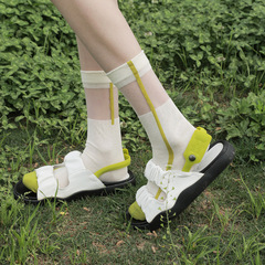 防滑吸汗簡約lo棉襪子女短襪日系百搭中筒襪超薄透明玻璃絲水晶襪