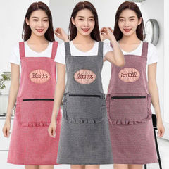 Cotton Kitchen Apron Cover Jacket Cotton Linen Apron Belt Double Zipper Fashion Stain Proof Kitchen Vlogger Fitted Apron Women