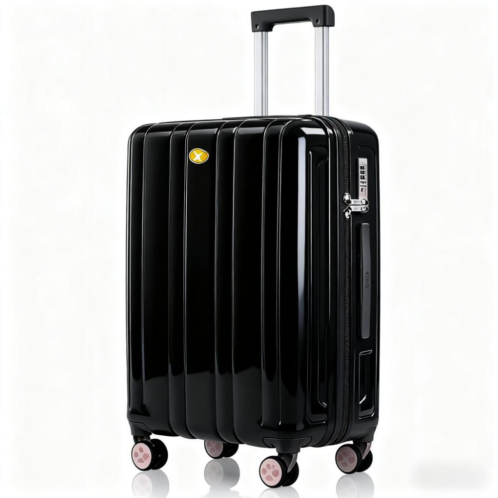 Vali nhựa PC 20 inch họa tiết sọc dọc cổ điển, chống trầy xước, chịu lực tốt — màu đen