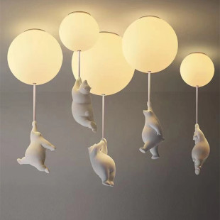 Designer's Lamp Cartoon Children's Room Ceiling Lamp Net Red Restaurant Creative Bear Warm Boys and Girls Bedroom Lamps