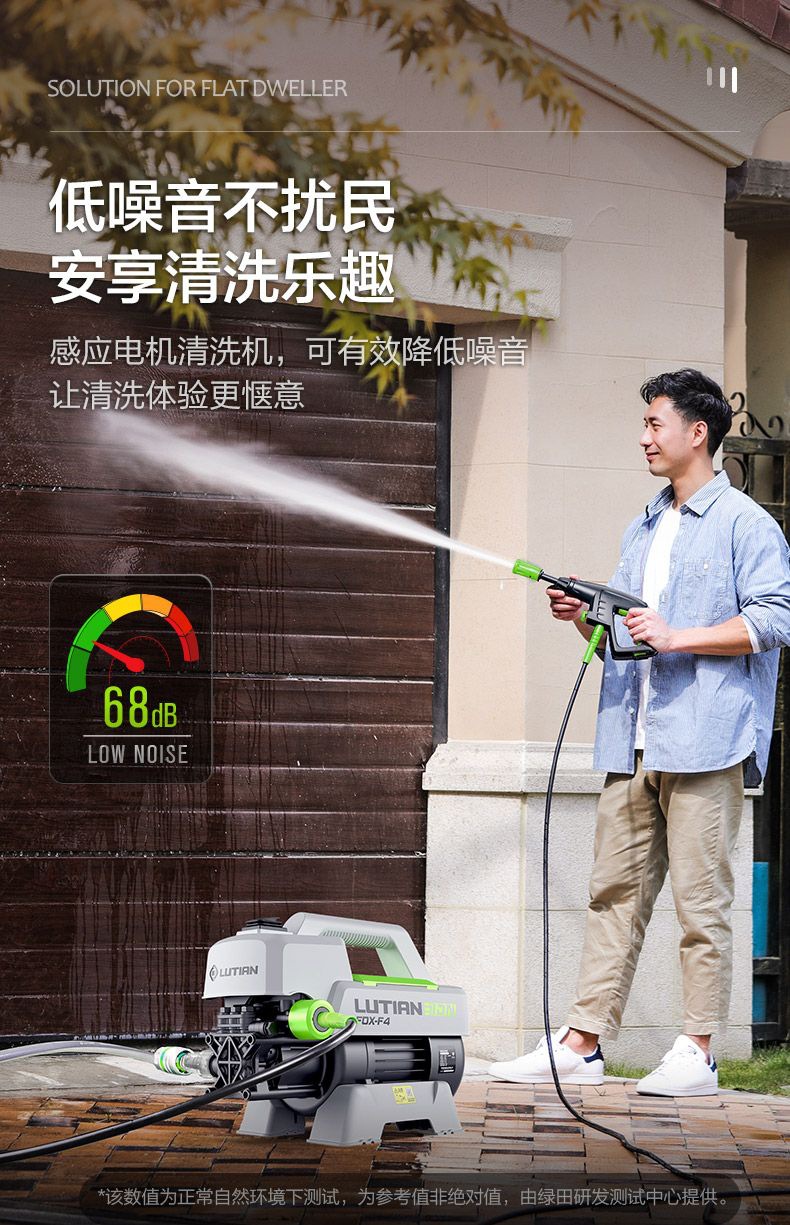 Greenfield Silver Fox 1400W Induction Car Washer High-Power Household High-Pressure Water Gun Strong Car Brush Foam Cleaning Tool