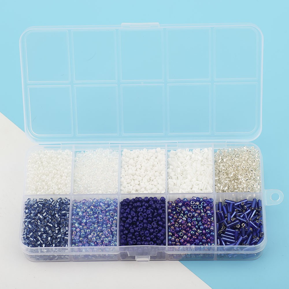 Cuentas de arroz 10 cuadrícula multicolor caja clásica de cuentas sueltas sequinilla pulsera pendientes DIY accesorios joyería al por mayor