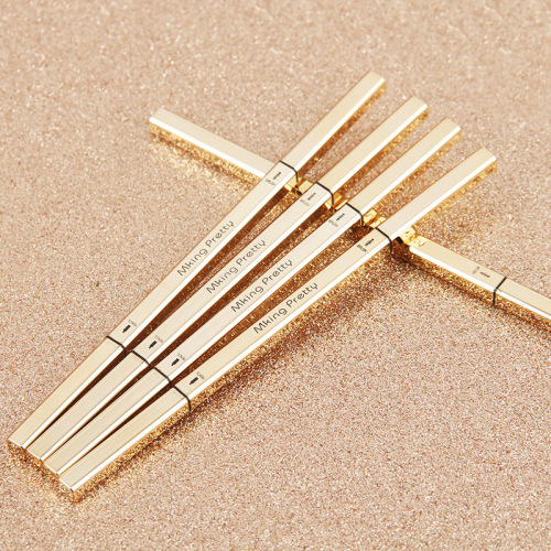 The same gold bar small gold chopsticks eyebrow pencil for beginners, triangular ultra-fine double-ended waterproof anti-sweat non-smudge