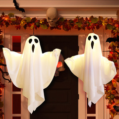 ホワイトゴースト LED カラーライト発光ペンダントハロウィンテーマ屋内雰囲気背景壁装飾シーンレイアウト