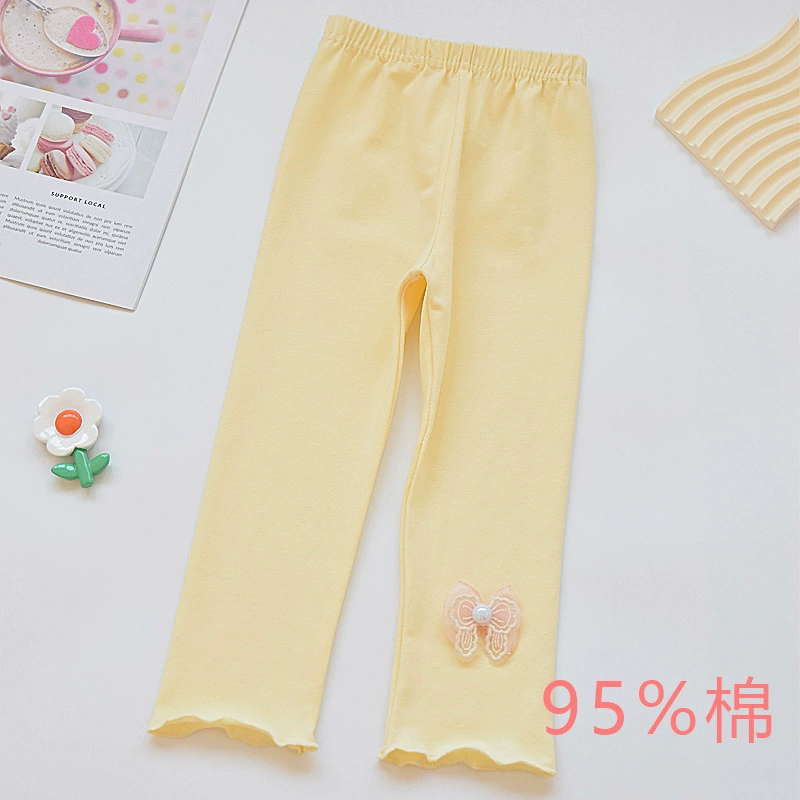Leggings, summer thin white children's trousers, combed cotton