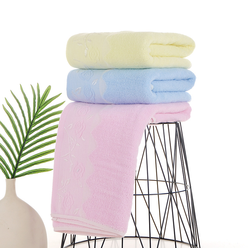 Super Absorbent Pure Cotton Bath Towel Plain Colour Water Cube_voghion.com