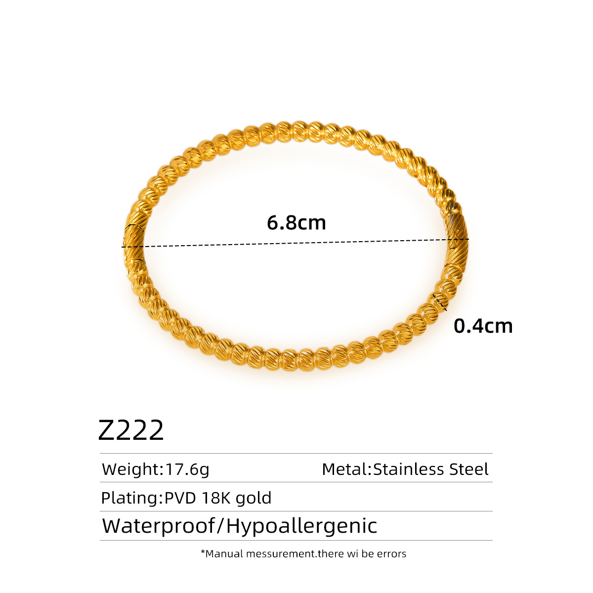 Wenjian venta caliente transfronteriza pulsera abierta con patrón de martillo, acero de titanio, pulsera en forma de C que no se desvanece, sensación hueca de alto nivel, retro versátil