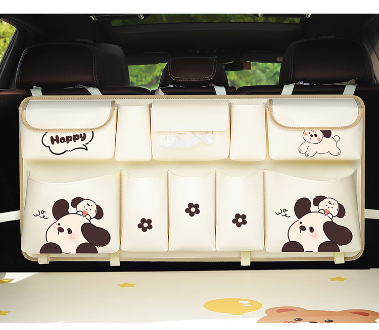 Multifunctional car trunk storage bag cute rear seat back-mounted car storage bag car storage box