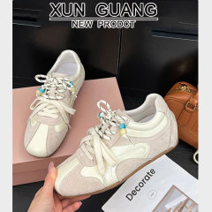 真皮内增高德训鞋女款2025秋季新款百搭软底阿甘鞋子女休闲运动鞋
