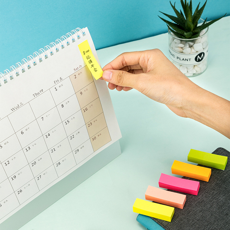 Deli 7154 notas adhesivas fluorescentes Pepsi nota pegatinas color aviso pegatinas 5 colores mano pegatinas tira nota