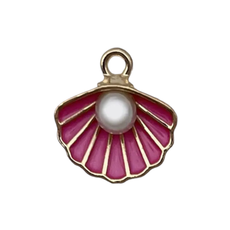 1 rosa rosa gota aceite aleación de zinc océano perla con ABS concha 16x15mm-0.85g-23200