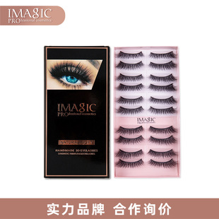 IMAGIC3D chemical fiber false eyelashes 10 pairs of cotton thread soft stem natural simulation self-adhesive eyelashes Eyelash hot sale