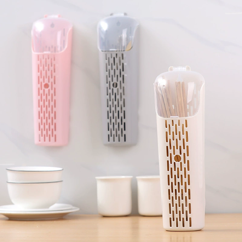 Беспроводной, пыленепроницаемый и водоотводящий держатель для палочек для еды с крышкой, пластиковая корзина для палочек, подставка для кухонных ложек, органайзер для палочек.