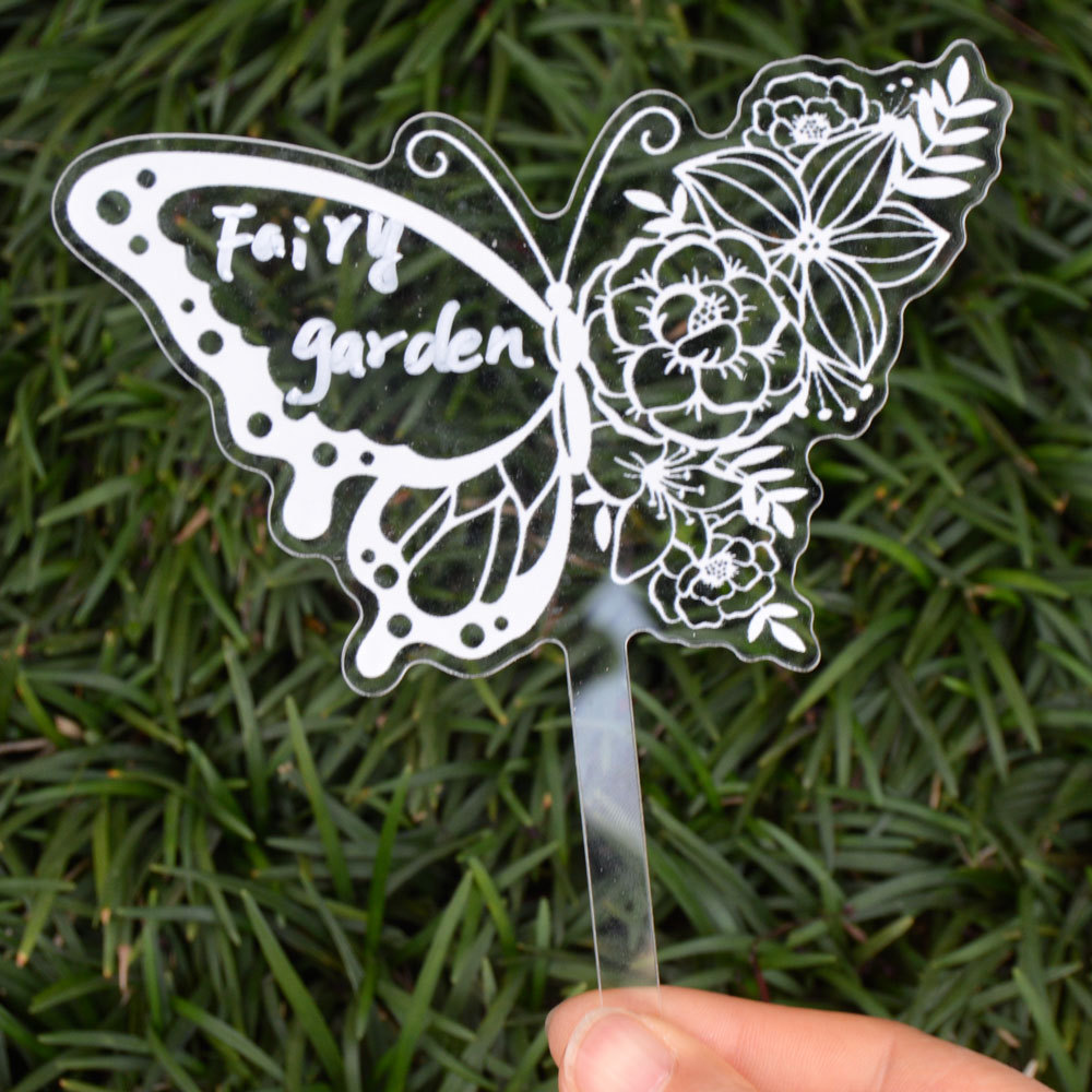 Simple Acrylic Flower Plant Potted Garden Marker Butterfly Field Cutting display picture 4