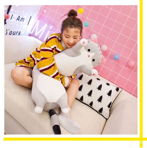 Long Cat-Shaped Plush Pillow Toy, Cross-Border Bestseller, 50-130cm Lying Cat Doll