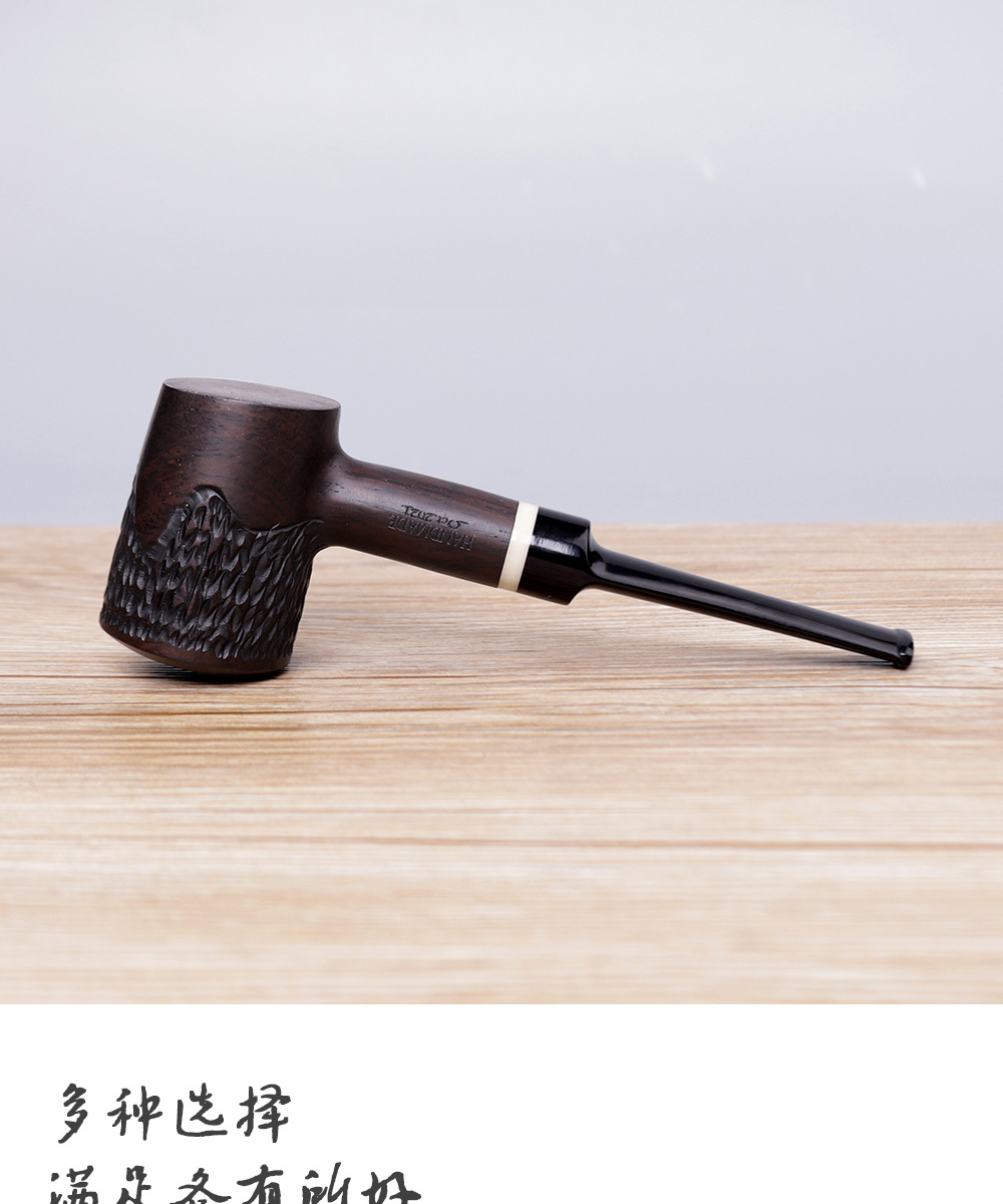 木香木质烟斗黑檀木烟斗厂家专供直式亚克力烟嘴手工实木烟斗烟具-阿里巴巴