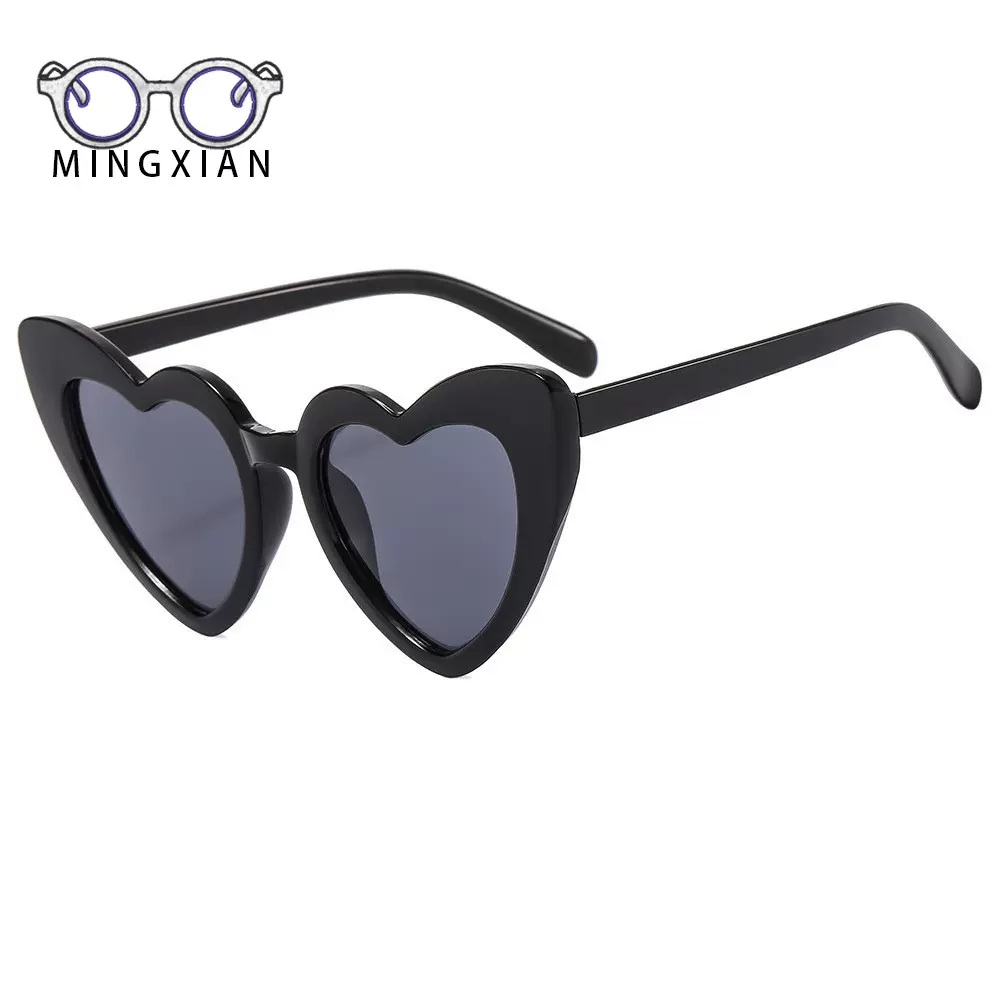 欧美新款跨境欧美风爱心女士墨镜女时尚大脸显瘦太阳眼镜批发