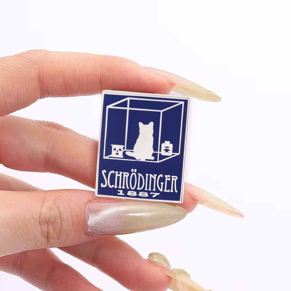 Creative Schrödinger's Cat Science Concept Brooch Quantum Physics Experiment Metal Badge School Bag Pin Accessories