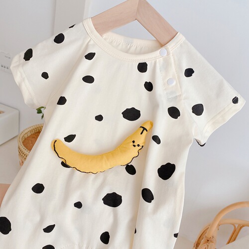 Baby sling bag fart clothes 0-2 years old summer baby thin striped jumpsuit baby smiley face khaki trendy ML219