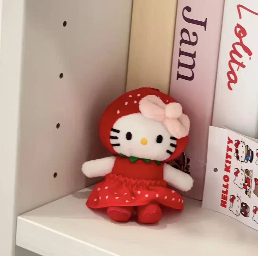 Me Co-Branded Popular Strawberry Kitten Bag Pendant Plush Doll Kitten Doll Bag Pendant Keychain