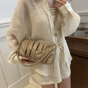 French Niche Design Bag for Women 2025 Popular Shoulder Crossbody Bag High-Quality Pleated Armpit Cloud Bag