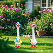 创意长脖子花园鹅树脂雕塑 搞笑长脖子鹅装饰花园家居桌面摆件