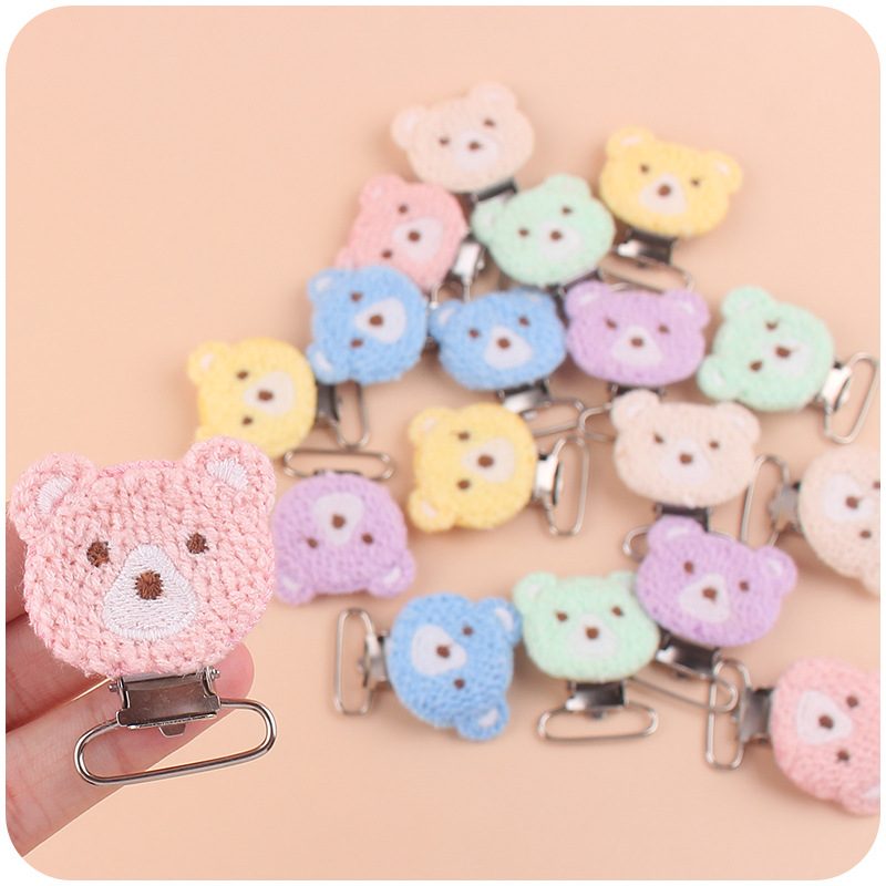 Suministros para bebés nuevo ganchillo DIY oso cabeza pezón clip bebé oso clip pezón anti-caída cadena Accesorios