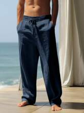 Q 49455 Cotton linen loose straight pants �������ֱͲ����