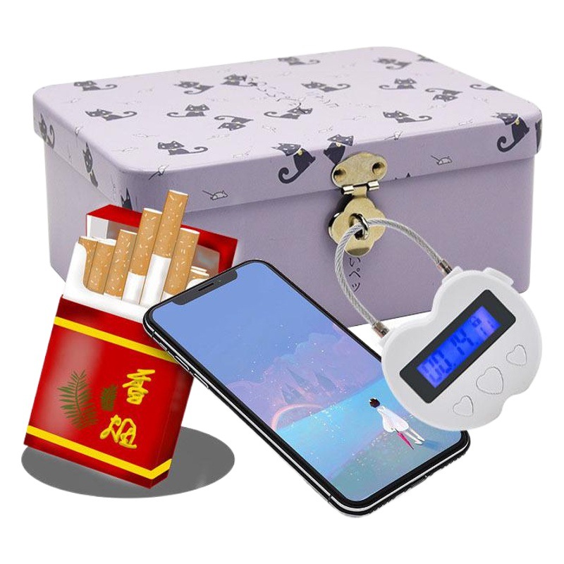 Blanco y negro de dos colores de carga USB anti-adicción doble corazón candado de Cuenta regresiva juego de sincronización inteligente cerradura electrónica