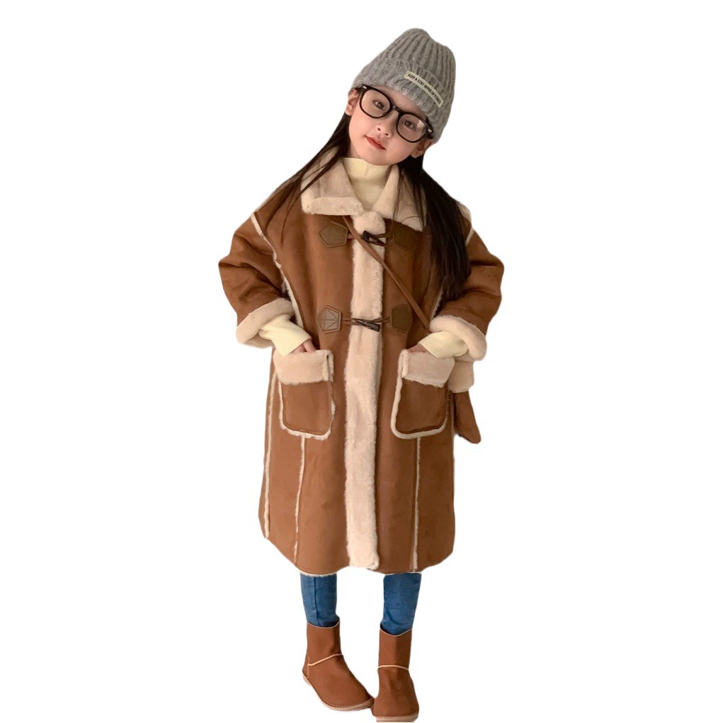 Girls Maillard Wind куртка Детская зимняя новая толстая иностранная длинная пальто